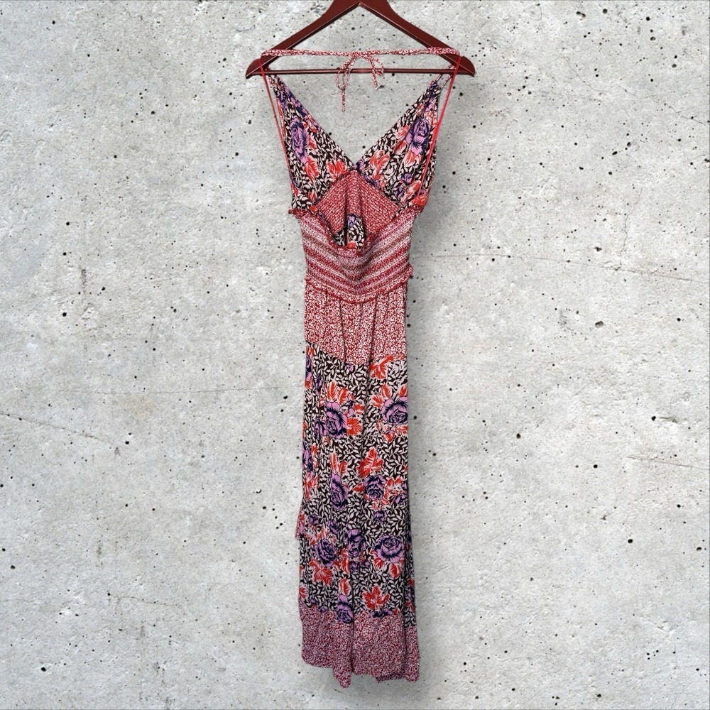 Free People Gabriella Halter‎ Slip Dress Boho Midi Floral Sundress Sz XS - Picture 5 of 7